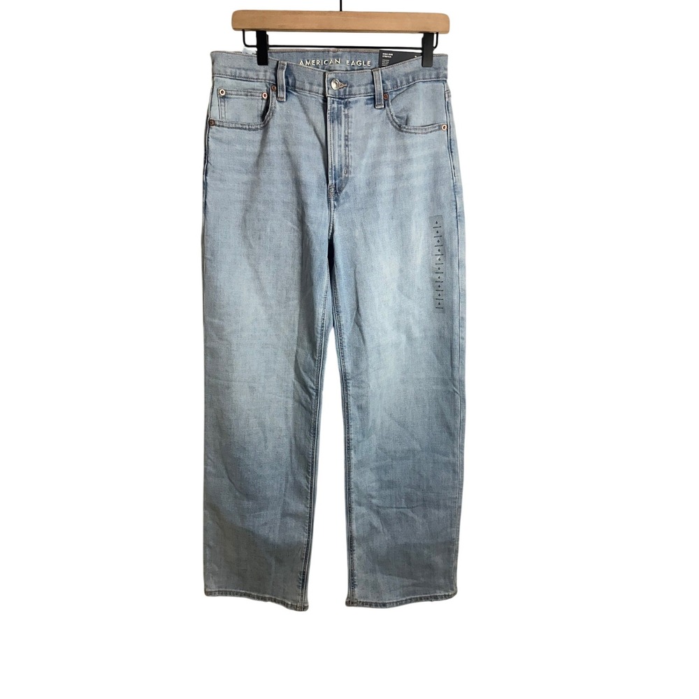American Eagle Stovepipe High Rise Straight Leg Jeans Light Wash Size 6 28W NEW